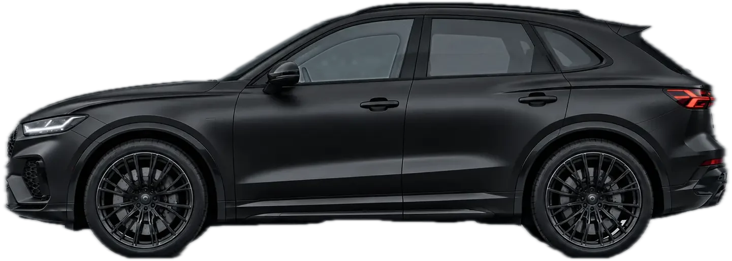 The same crossover with a black matte finish, rendered illustration.